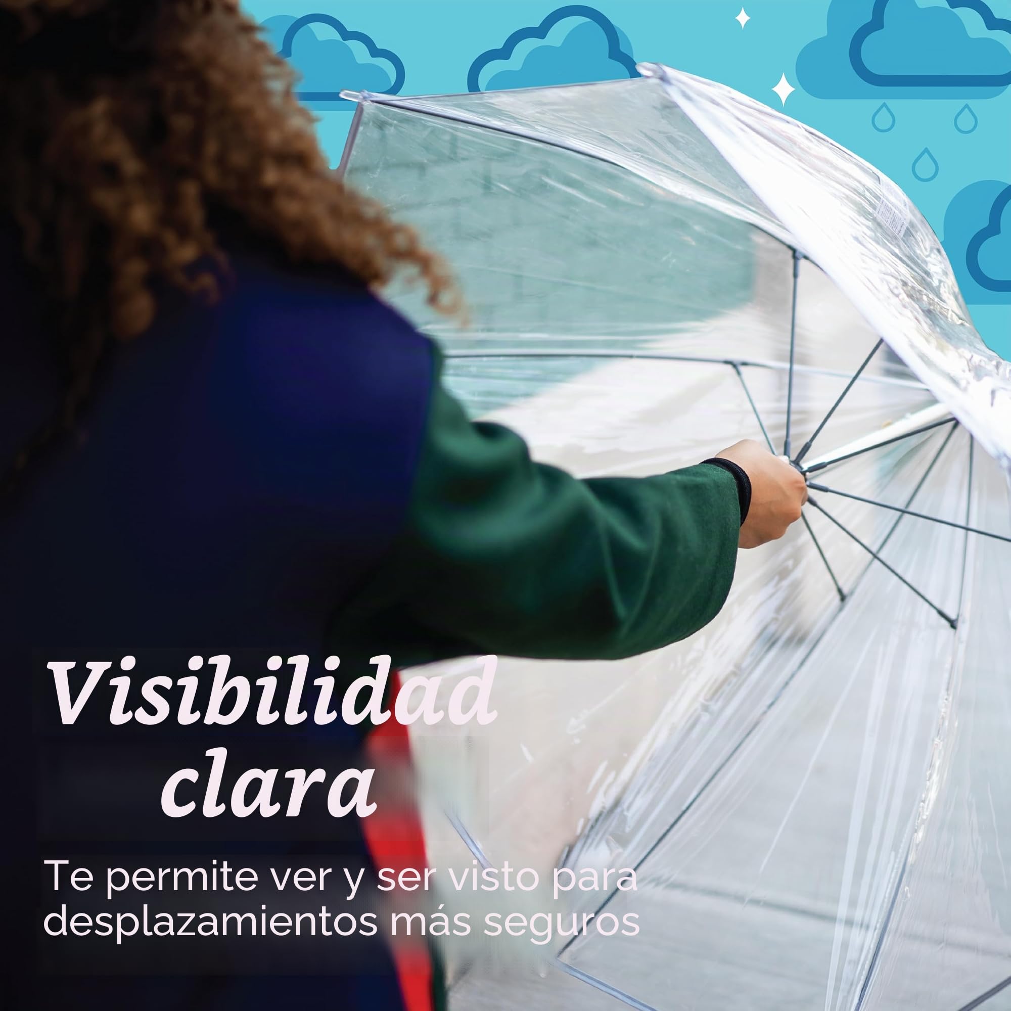 Totes Paraguas de burbujas transparente para mujer, color baya, talla única, paraguas transparente de burbujas