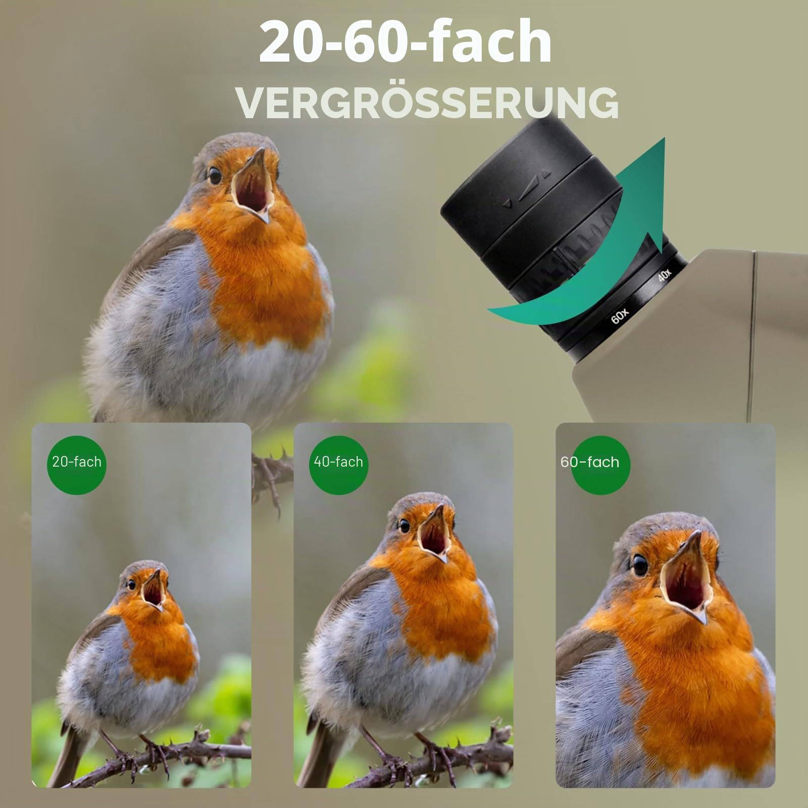 Svbony SV401 Spektiv mit Doppel Stativ, HD 20-60X80 Wasserdichtes Abgewinkeltes Okular Porro Prisma FMC Optik Monokular Spektive Fernrohr für Sportschützen Vogelbeobachtung