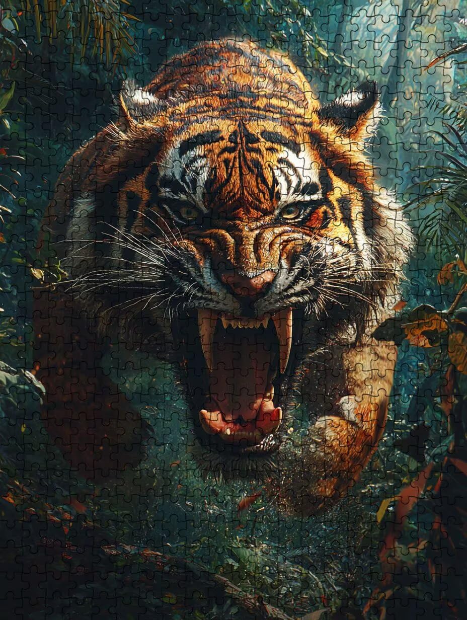 Der Heftige Tiger Puzzle 6000 Teile, Klassische Puzzles, Geschicklichkeitsspiel Puzzle für Erwachsene, Puzzlespiele für Die Ganze Familie, Mit Schöner Verpackung, Dekoration Puzzles DX0YL3-972