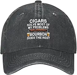 Cigars Solve Most of My Problems Bourbon Does The Rest Boné de beisebol macio de algodão masculino feminino. Chapéu retrô para pai