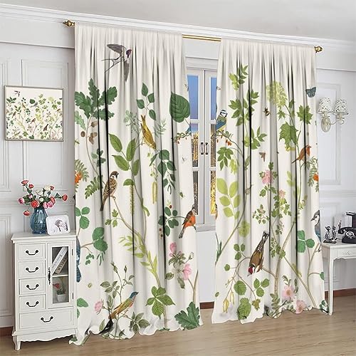 Miniatura 591 de Retro 70s Floral Blackout Window Curtains, Watercolor Flower Plant Rustic Modern Style Pattern Window Drapes, for Bedroom Living Room 42x45in 2
