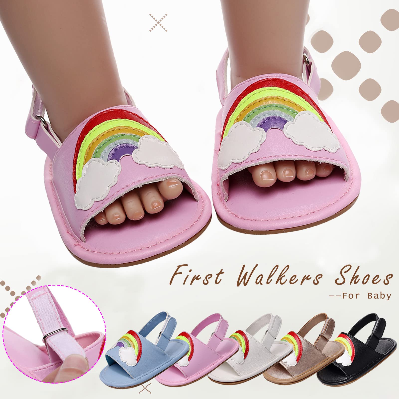 RNTOP Baby Infant Shoes Boy Girl Sandals Slippers First Walkers Prewalkers Sneakers Fashion Summer Crib (Gold, 7 Toddler)