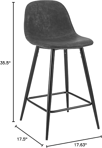 Miniatura 11 de Crosley Furniture Weston - Juego de 2 taburetes de bar tapizados con altura de mostrador, color negro desgastadonegro mate