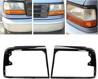 HECASA Headlight Bezels Trim Black Compatible with 1992-1996 Ford Bronco F150 Truck 1992-1997 Ford F250 F350 F450 Truck LH&RH Pair Set