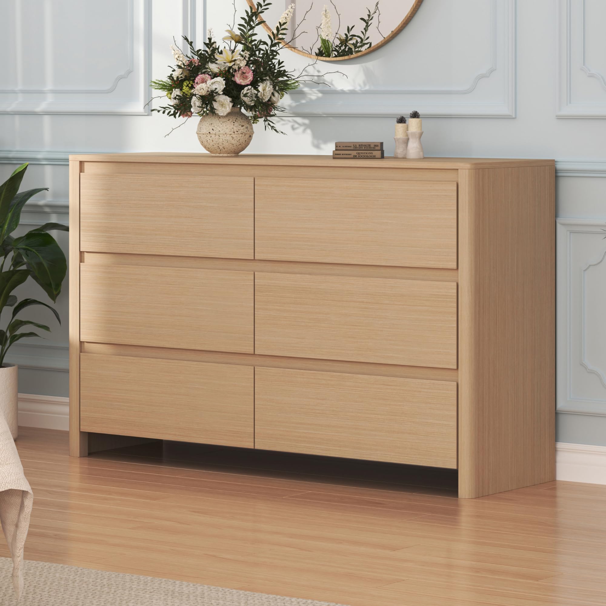 [en.casa] Cassettiera Multiuso a 6 Cassetti 120x39x77 cm Effetto Rovere