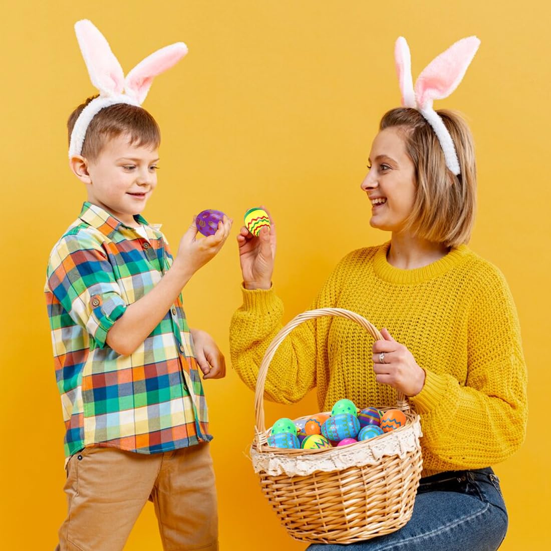 Bluelves 36 Oeuf de Paques en Plastique, œufs de Pâques Brillants en Plastique Irisé Imprimés de 6 cm de Haut, Oeuf Surprise pour la Chasse de Pâques, Remplisseurs de Paniers, Les Prix pour Les fêtes