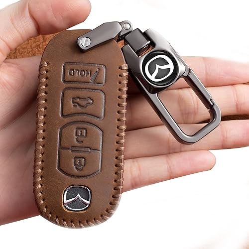 Royal Guard Funda para llave de coche con llavero para Mazda 3 6 8 Miata MX-5 CX-3 CX-5 4 Botones Smart Remote Key Fob Cover Holder 4 Botones