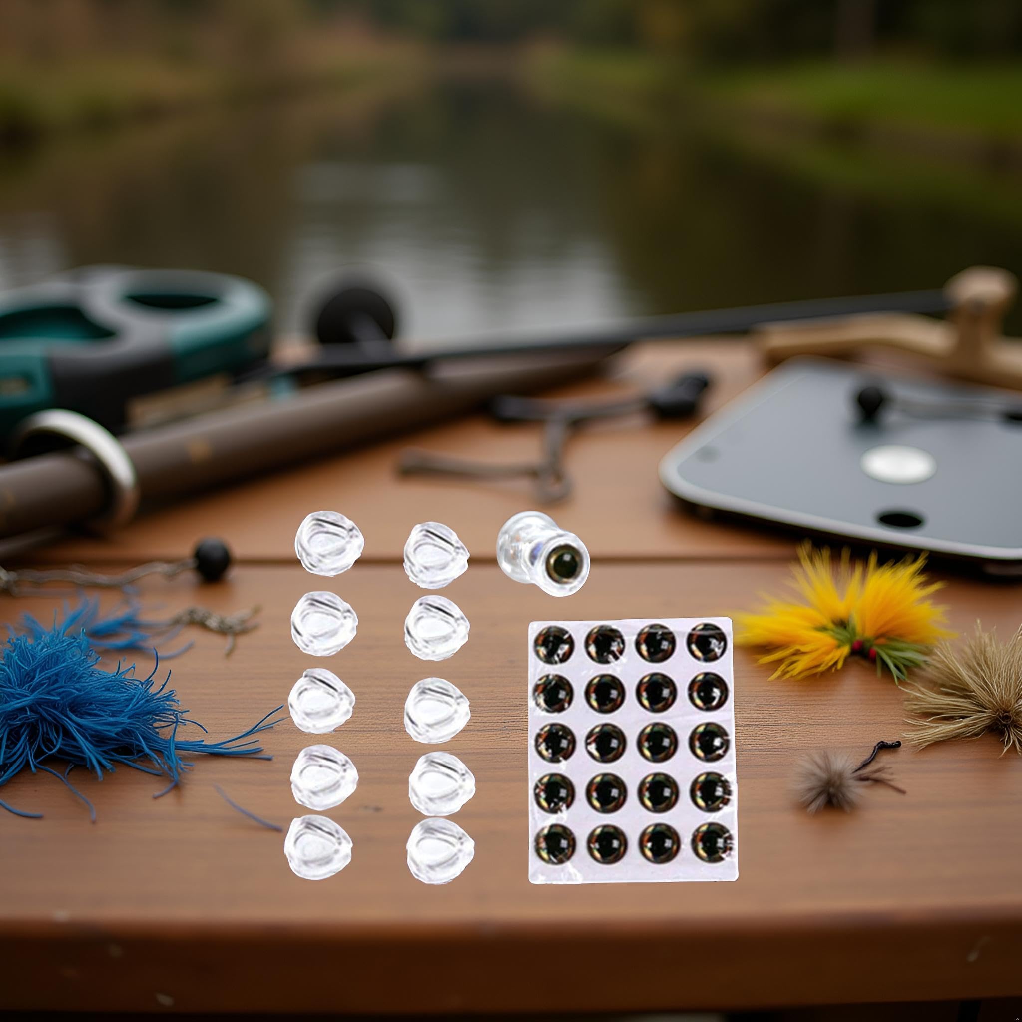 1 Set Fly Tying Fish Skull Head Streamer Flies with Eyes Fly Fishing Bait Lure Fly Head Making Tools 4D Fish Material Binding Tying Materials (8mm)