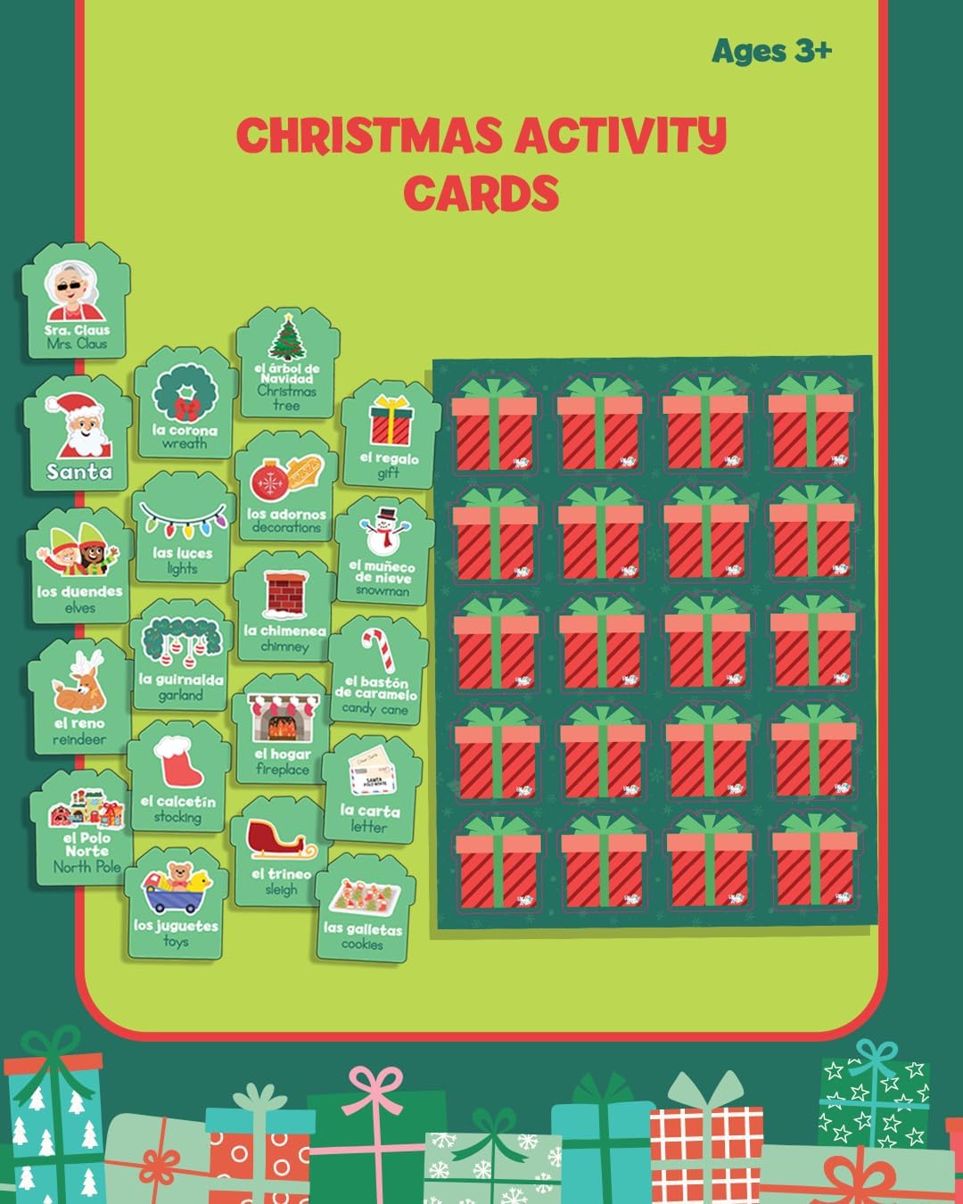 Christmas Bilingual Craft and Learning Kit – Spanish English Holiday Activities for Kids | Educational Arts and Crafts | Preschool Language Learning | STEM Gift for Toddlers and Families