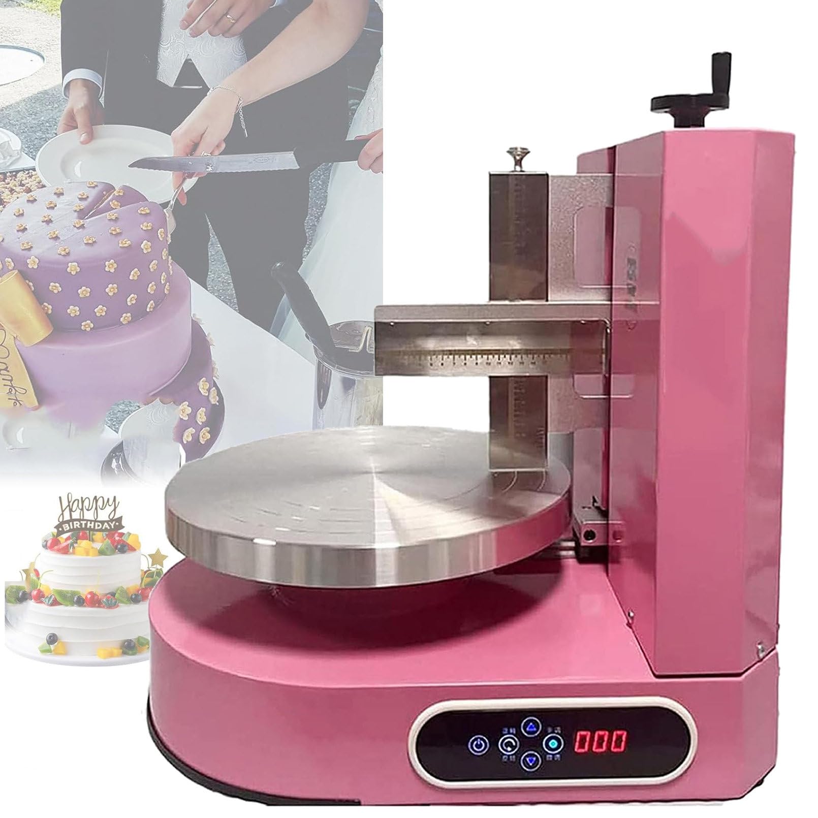 Herramienta De DecoracióN De Pasteles, MáQuina AutomáTica De Recubrimiento Suave De Crema para Pasteles De CumpleañOs, Uso para Hacer Varios Pasteles Adecuados para Todas Las Edades,Pink