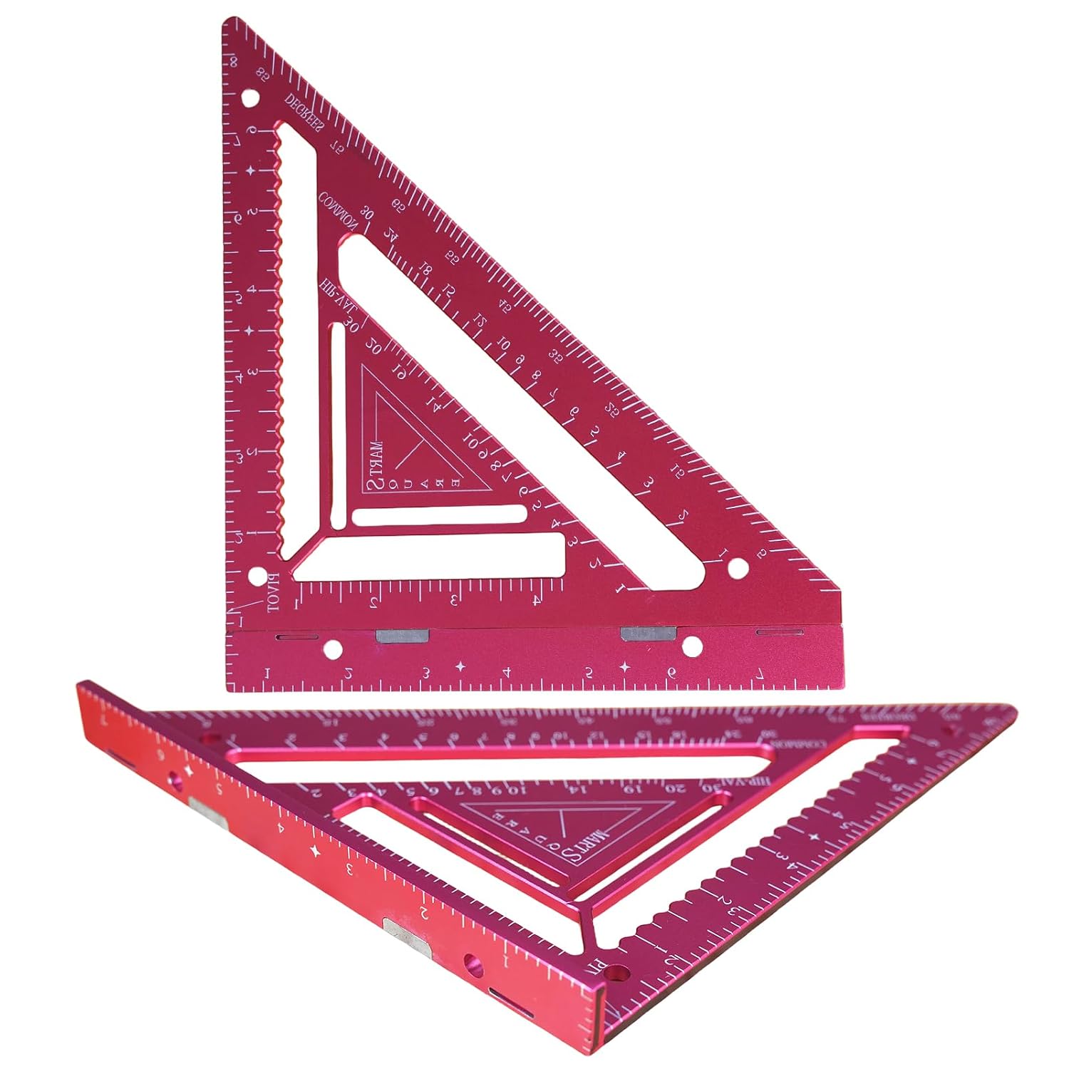 7.5" Magnetic Rafter Square with Jig Block - Multi-Angle Measuring Tool (90° & 180°) for Precise Carpentry & Flatwork(Red) (Black)