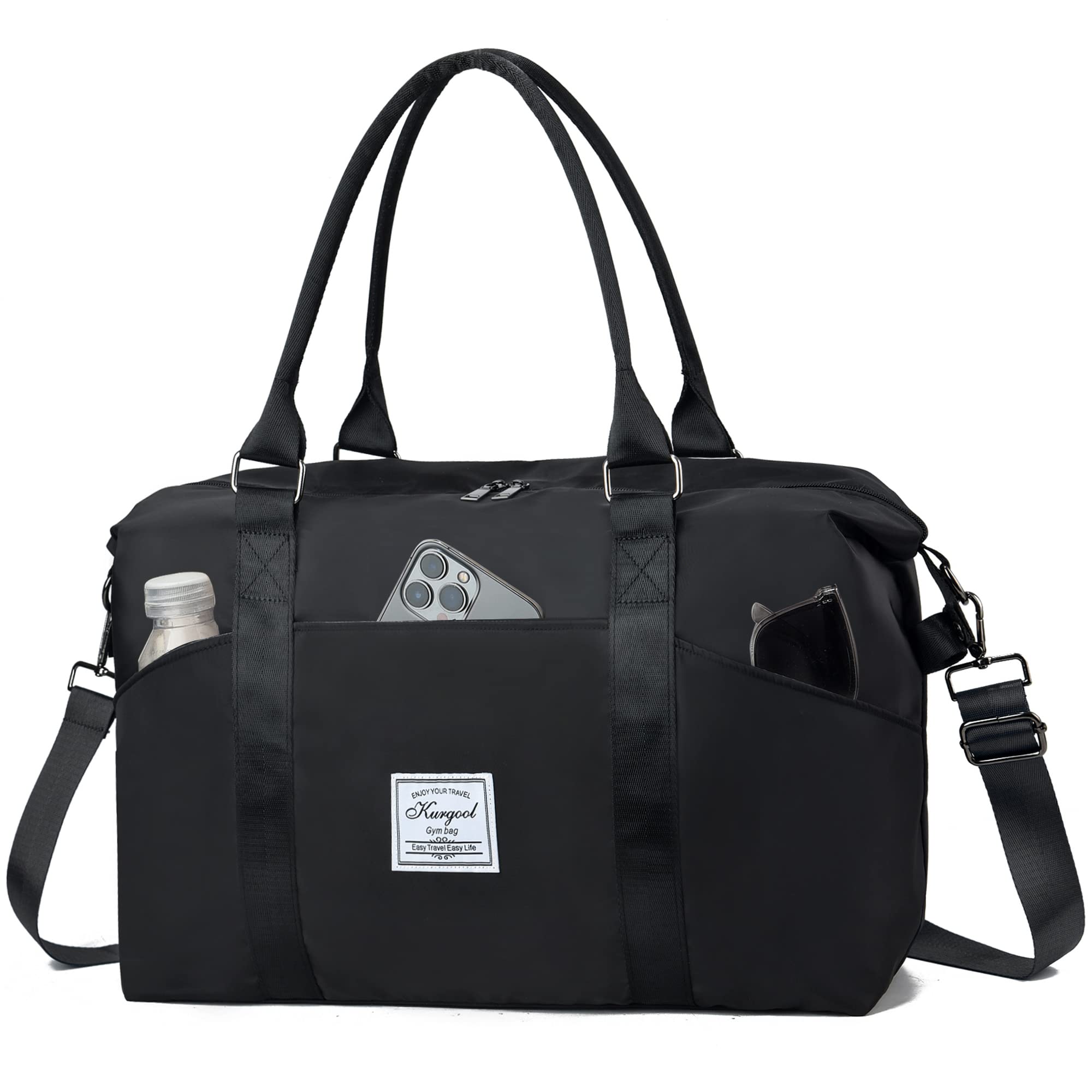 Gym Bag with Wet Pocket, Foldable Travel Duffle Bag Carry On Weekender Bags for Women, Waterproof Overnight Bag for Travel, Gym, Yoga