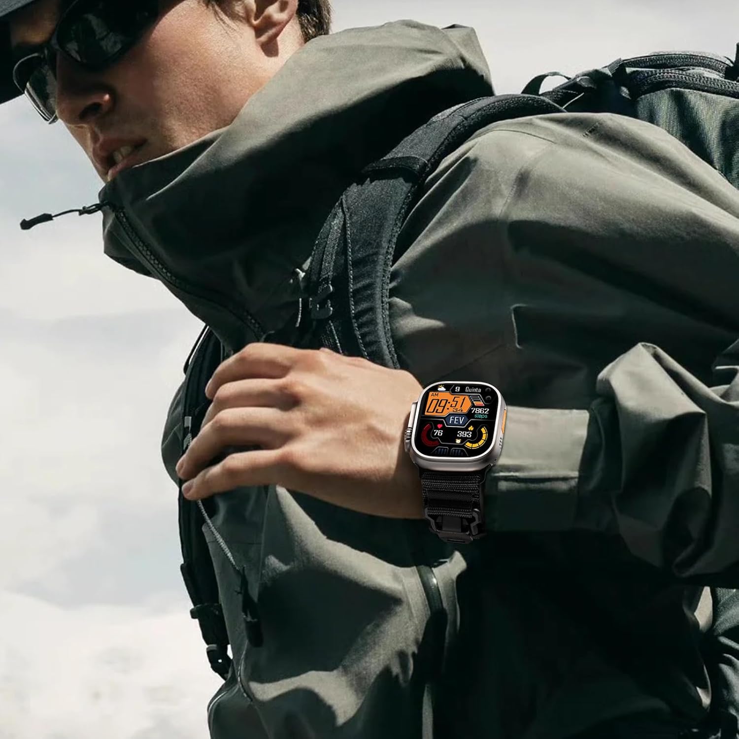 Bandletic Compatible with Apple Watch Ultra Band - for Men, Wide Nylon Sport Loop with Magnetic Fidlock V-Buckle for iWatch 49mm(Ultra 3/2/1),46mm(11/10),45mm(9/8/7),44mm(SE3/SE2/SE/6/5/4),42mm(3/2/1) - Image 7