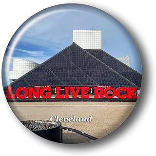 Ohio Cleveland Rock & Roll Hall of Fame Fridge Magnet Sticker 3D Crystal Glass Refrigerator Magnets Cleveland City Travel Collectible Souvenir Gifts Fridge Decoration
