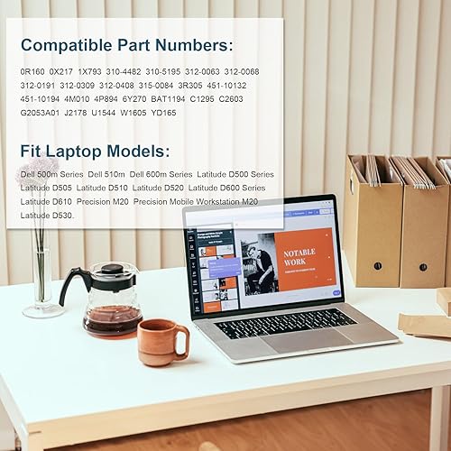 Miniatura 5 de Fancy Buying Latitude D600 - Batería para laptop Dell Latitude D505 D610 D520 D500 D510 D530  600M, compatible con PN C1295 6Y270 3R305 - 12 meses