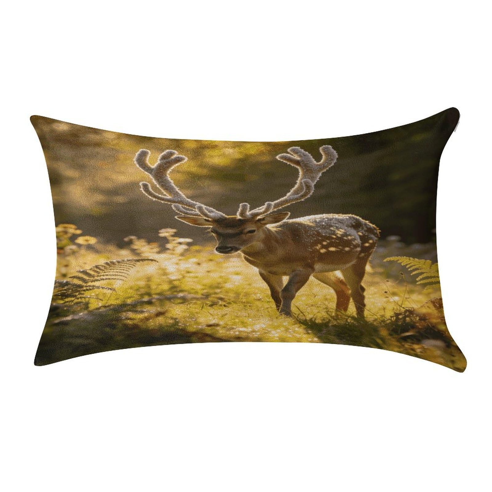 Fodpand Style Graceful Deer With Antlers In Nature Pillowcase,Elegant Designed Home Decor,Velvet Pillowcase,Soft And Cozy,Pillow Case Cover With Hidden Zipper For Bedroom, Sofa, Couch
