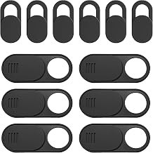 Laptop & Phone Camera Cover Slide 12-Pack Ultra-Thin Privacy Webcam Cover for Laptop, PC, Tablet, Smartphone & Desktop Black