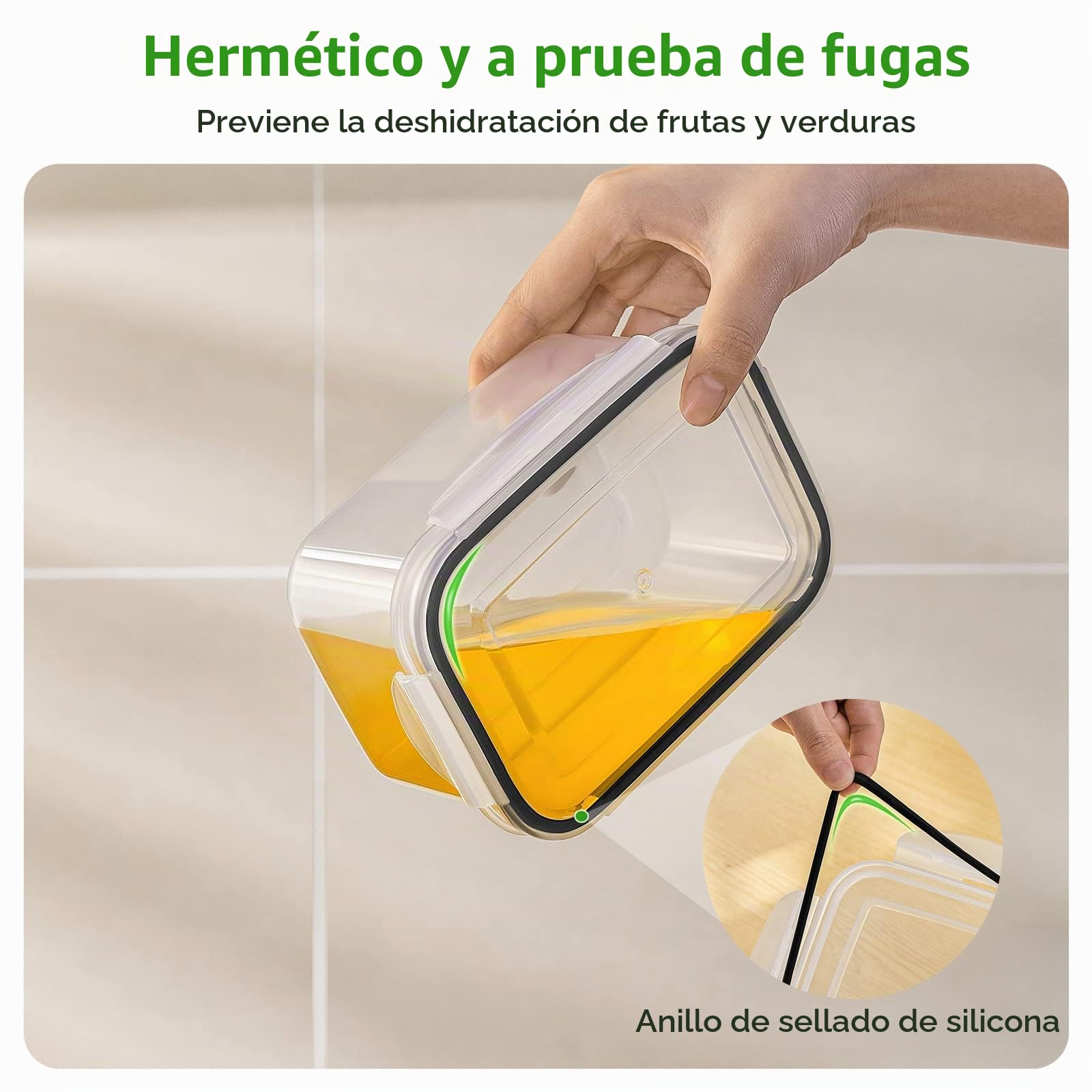 5 recipientes grandes de frutas para nevera, recipientes de almacenamiento de alimentos a prueba de fugas con colador extraíble, aptos para lavavajillas y microondas, recipientes para mantener frutas