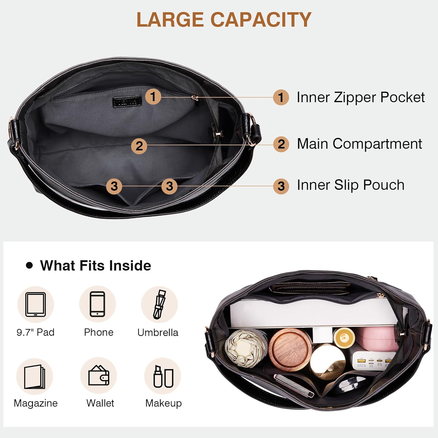 Marvolia Hobo Bags for Women Vegan Leather Shoulder Purses and Handbags Top Handle Handbags with Adjustable Shoulder Strap - Image 5