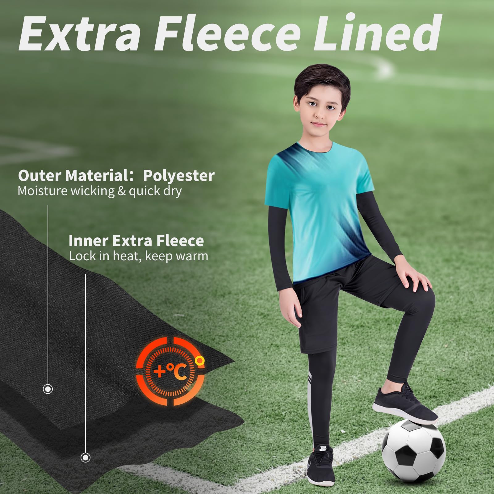 Set Intimo Termico Bambino - Asciugatura Rapida Maglia Termica Bambino & Leggings Termici, Calzamaglia Termica Bambino Traspiranti e Accoglienti per Lo Sci, Il Calcio, ECC