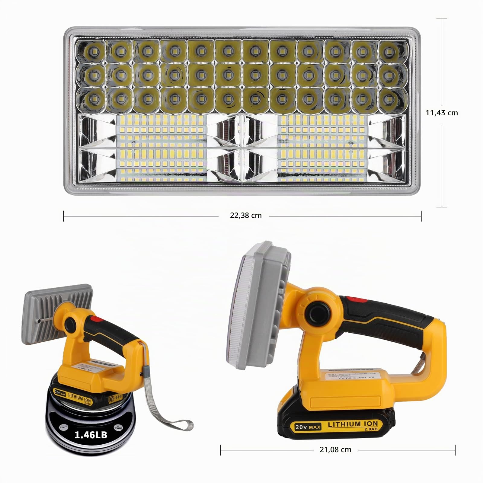 Lampada LED senza fili 4200LM compatibile con batteria al litio Dewalt 18V, luce da lavoro 18V per illuminazione da campeggio, riparazione auto, emergenza e cantiere