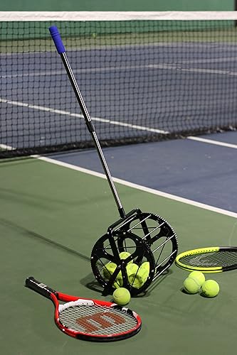Miniatura 4 de Tolva de pelota de tenis para entrenadores y jugadores de tenis, escuelas y clubes, equipoaccesorio para canchas de tenis (rueda de capacidad de 55