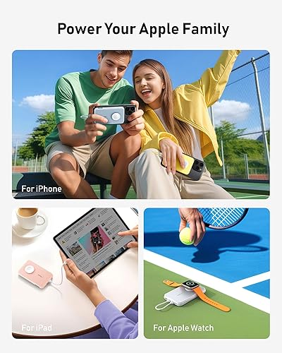 Miniatura 4 de VEGER Cargador portátil con cable integrado (extraíble), batería de mini banco de energía de 10000 mAh, PD 20 W, cargador rápido, accesorio de viaje