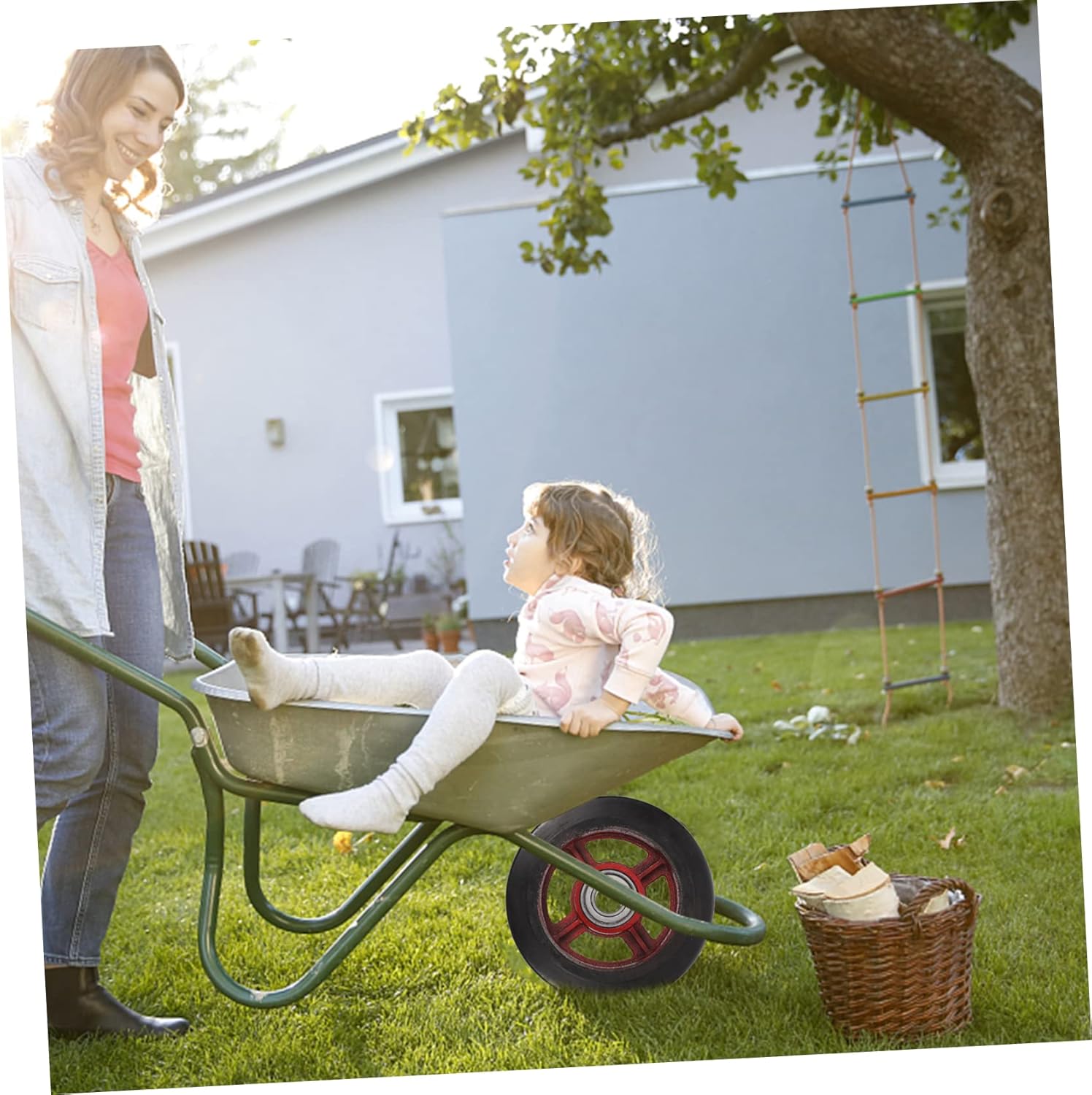 Cabilock Heavy Duty Rubber Wheel for Garden Cart Replacement Trolley Wheel for Transport for Garden Work and Outdoor Use present