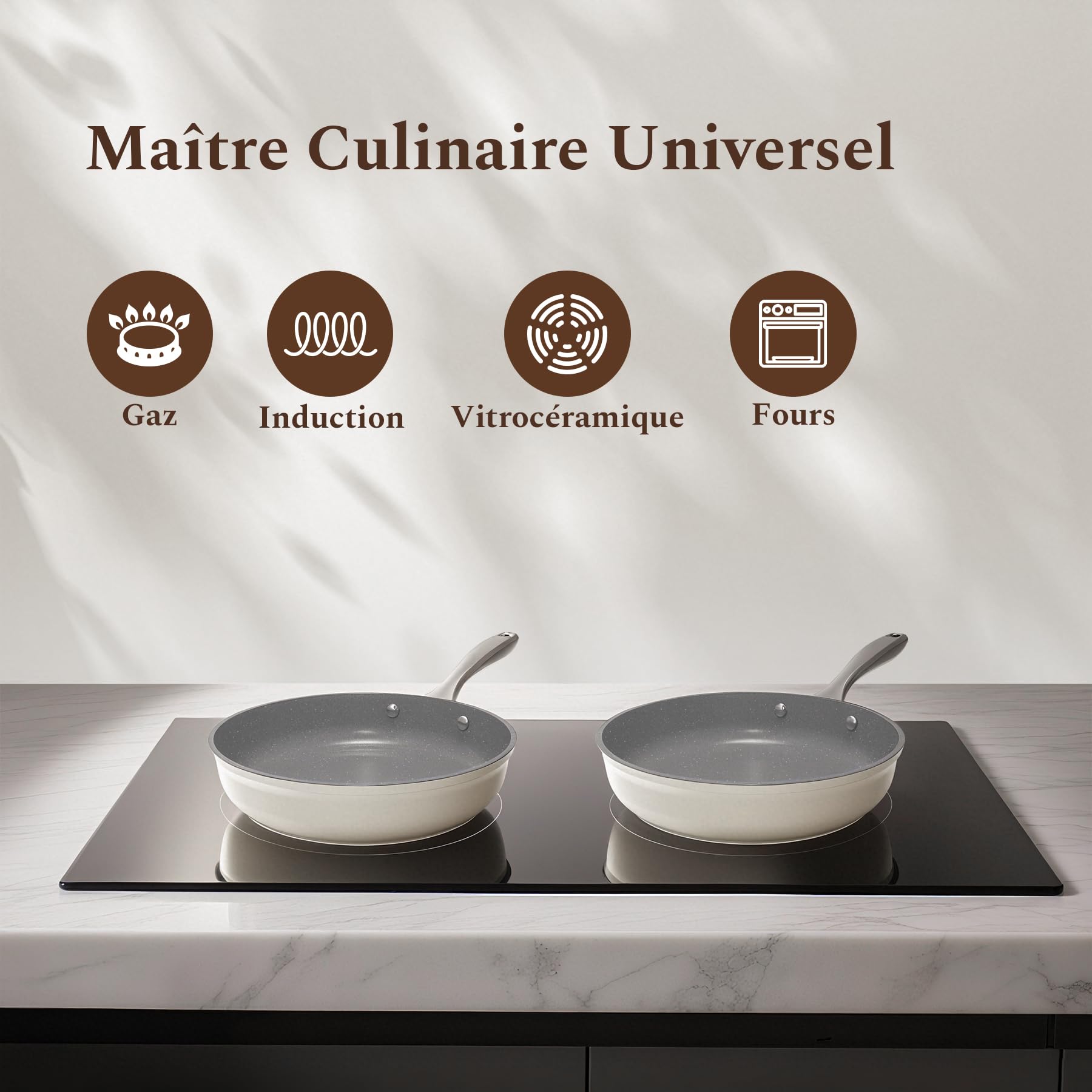 28cm Poele Induction, Grande Poêle à Frire Anti Adhesive Ceramique