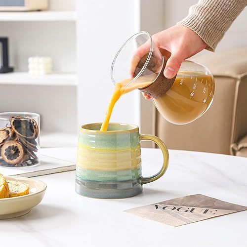 Miniatura 3 de Taza de café grande de cerámica, tazas de cerámica hechas a mano, tazas de té con mango grande para oficina y hogar, 15.5 onzas, aptas para