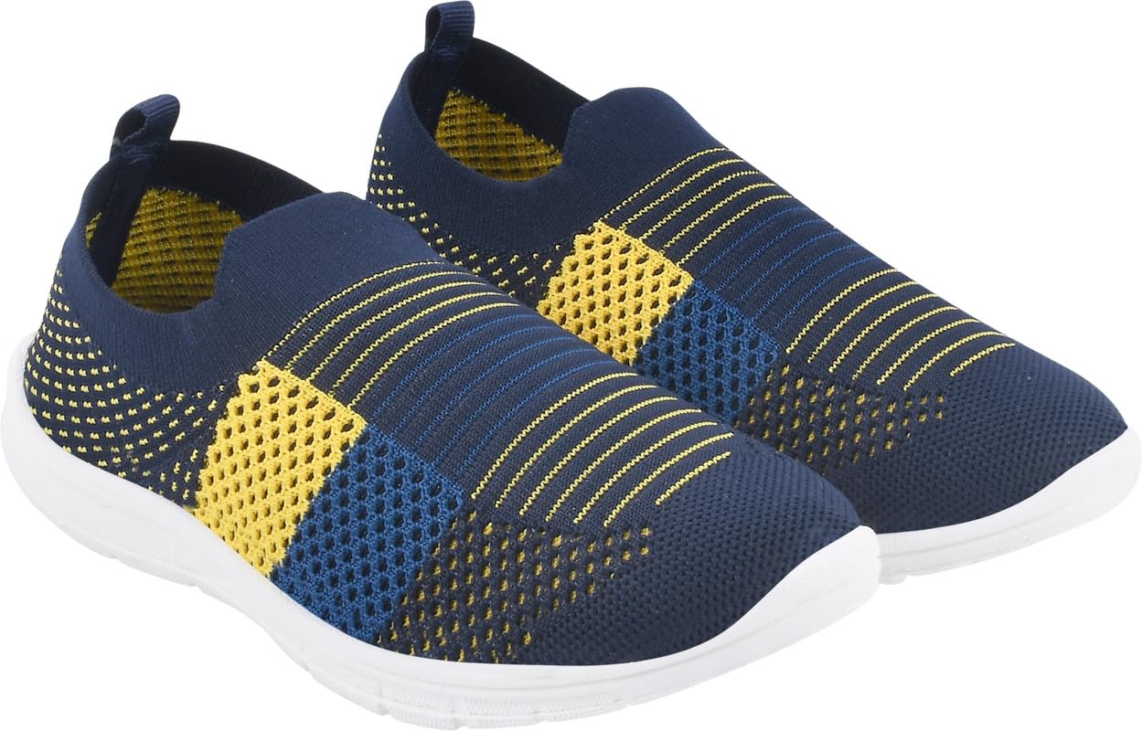 SPRENGE Shoes for Boys & Girls | Slip Resistant/Flexible | Running Shoes | Enhanced Comfort with EVA Soles (2 Year -12 Year). Navy Yellow (Pack of 1) (B0D423VK11) Amazon Price History, Amazon Price Tracker