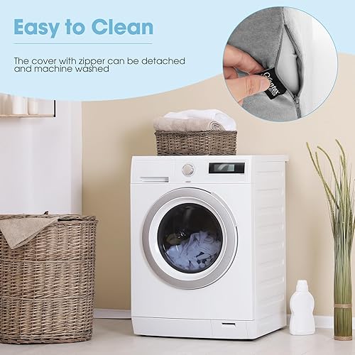 Miniatura 4 de Giantex Almohada de cuña para dormir, almohada de elevación corporal de 12 pulgadas con diseño curvado único y funda lavable a máquina, almohada