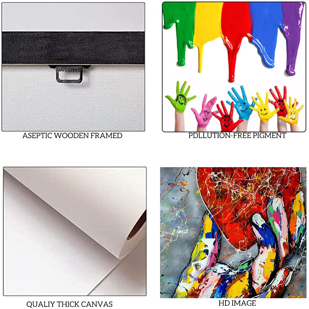 Amazon.co.jp: 抽象画 キャンバス ウォールアート カラフル ハート