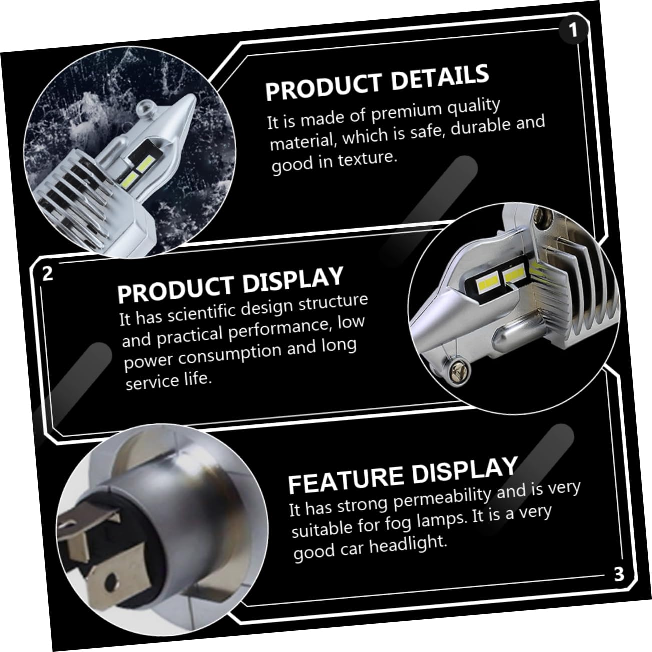 Alipis LED in Lega di Alluminio e Resina per per Fari Fendinebbia Lampadine 2pezzi H4 30w Alta Luminosità Forte Permeabilità Argento Auto