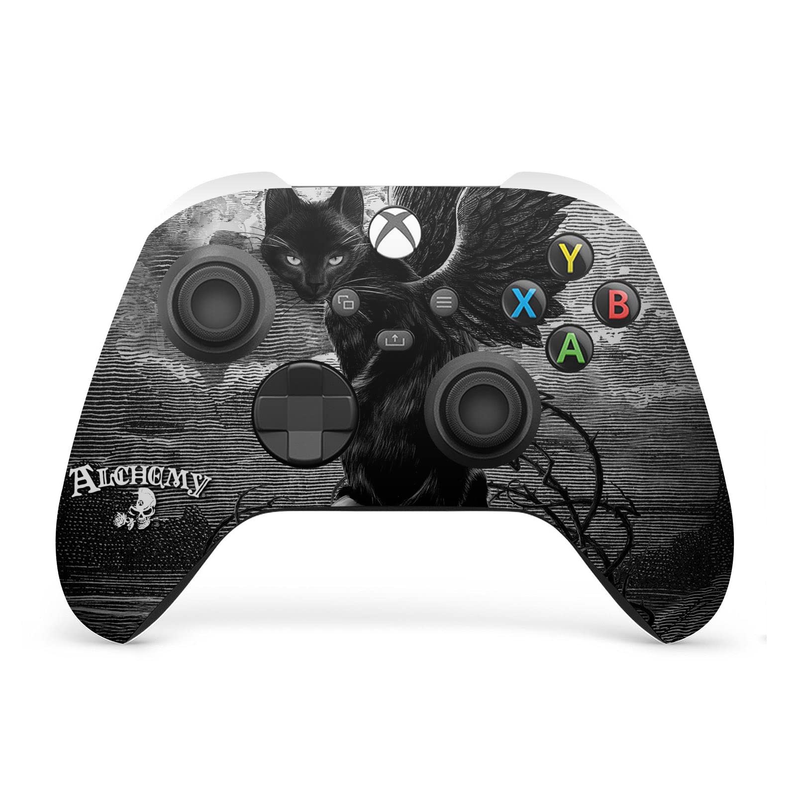Head Case Designs Sous Licence Officielle Alchemy Gothic Neuf vies de chat crâne de Poe Gothique Enveloppement De Console De Jeu Et Skins Pour Manette De Jeu Ensemble compatible avec Xbox Series X