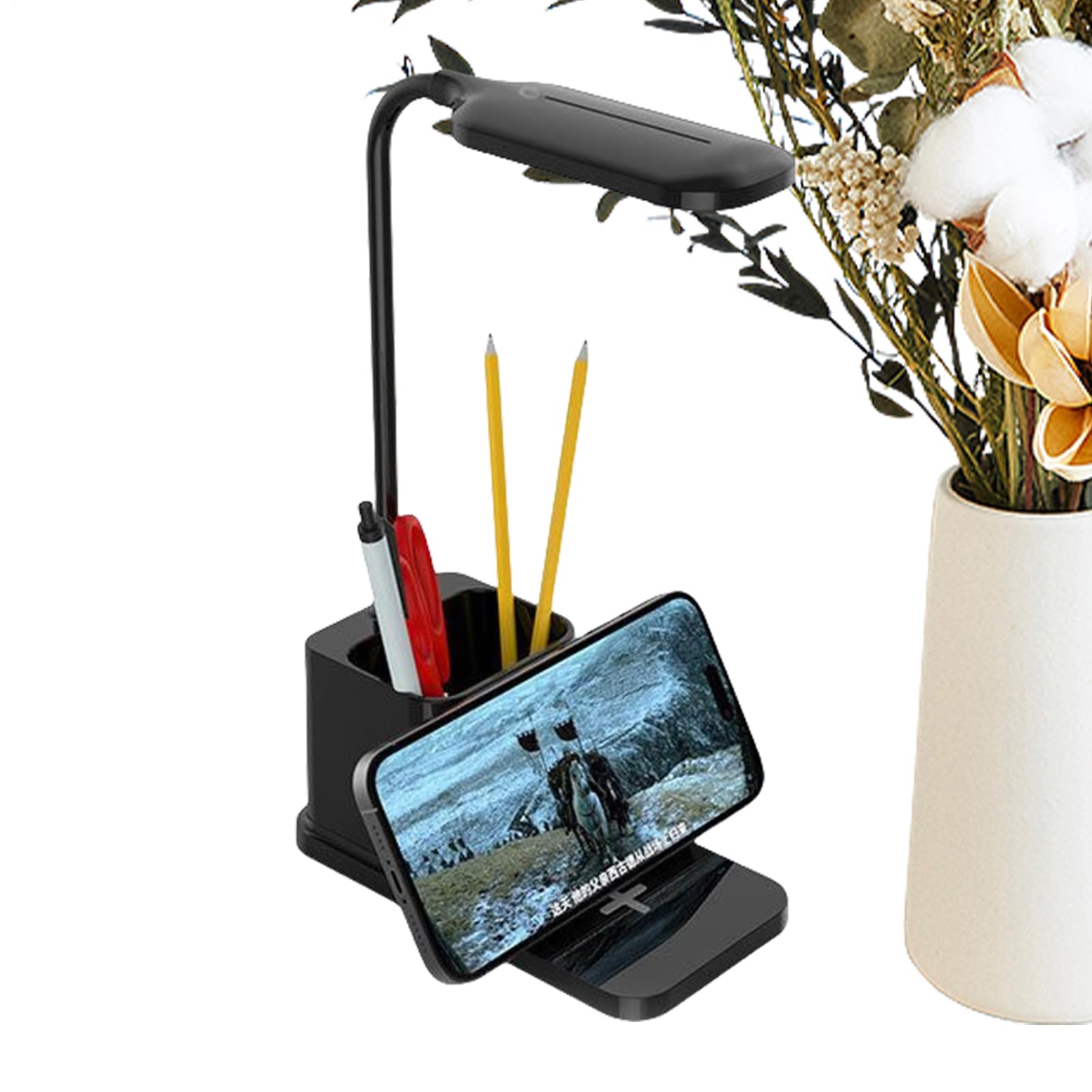 Genérico Lámparas De Estudio Para Escritorio | Cargador Inalámbrico Y Luz LED Con Protección Ocular - Brillo Ajustable Accesorios De Mesa Para Dormitorio Estudio Y Oficina