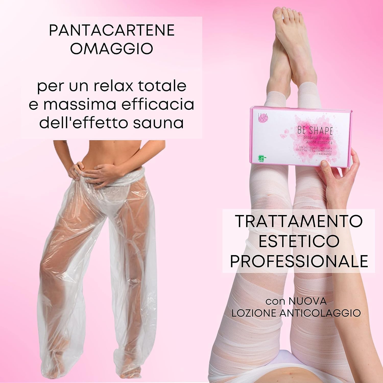 Kit 3 Bendaggi Drenanti al Sale Rosa dell’Himalaya – Trattamento Anticellulite Professionale per Gambe Leggere, Rassodante e Tonificante, bende Ritenzione Idrica e Buccia d’Arancia – Made in Italy