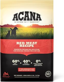 ACANA Grain-Free Red Meat Recipe Dry Dog Food 13lb - 60% Protein Beef Pork Lamb for Healthy Dogs