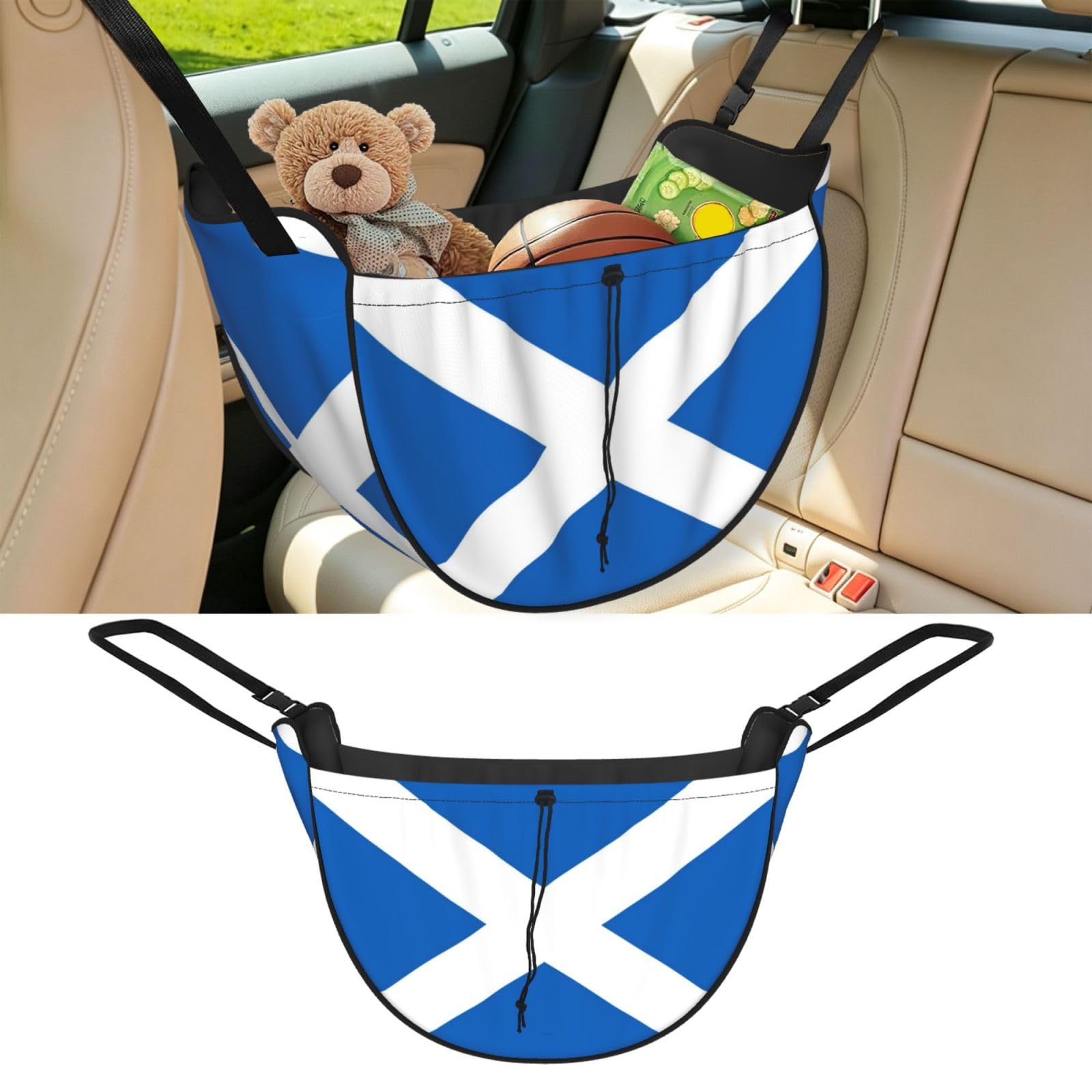 Cntdbu Black Scotland Flag Car Seat Organizer-Backseat Storage Bag For Travel