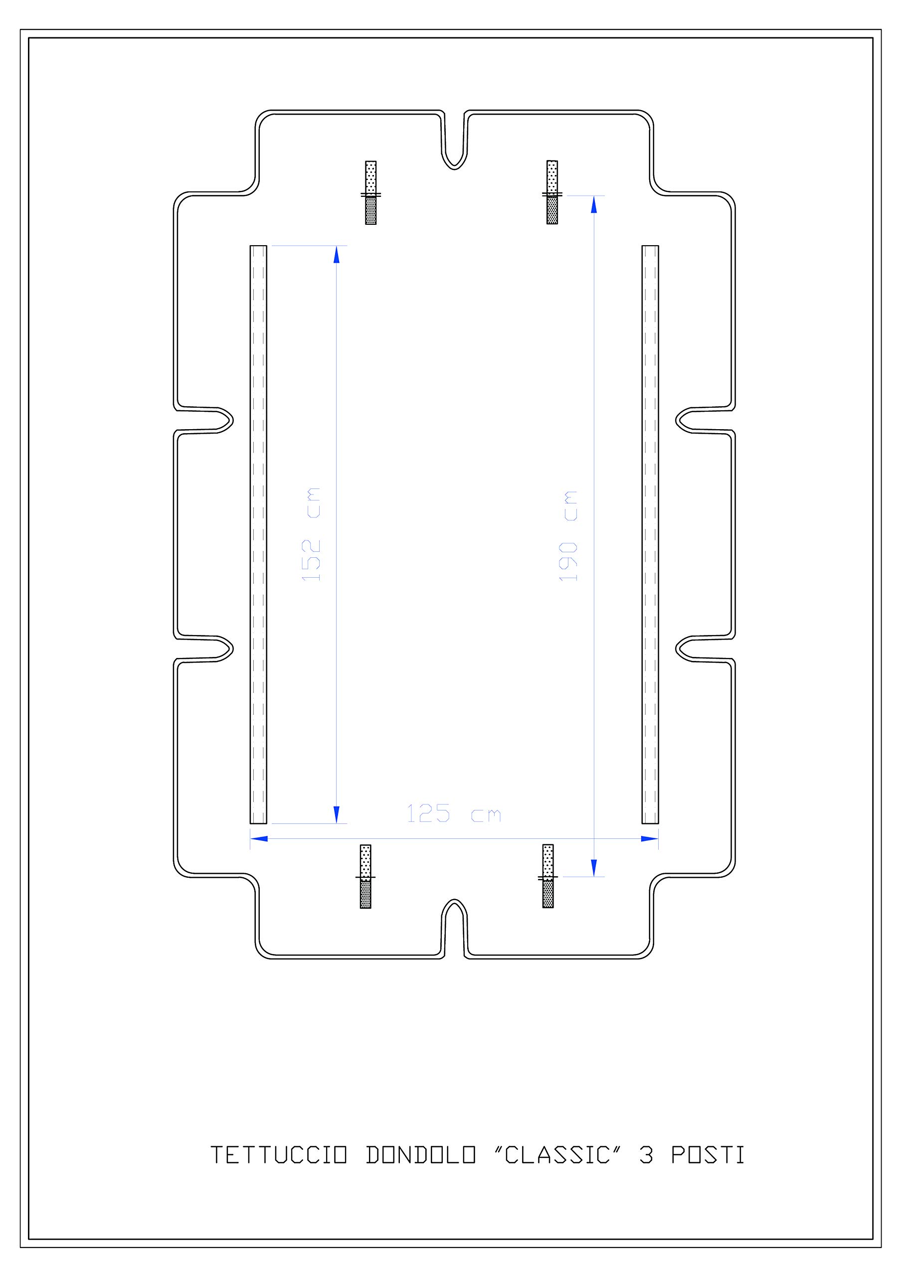 Stiliac 9411T311 Set Cuscini e Tettuccio di Ricambio per Dondolo 3 Posti, Rigato Bianco/blu, 150x55x6 cm