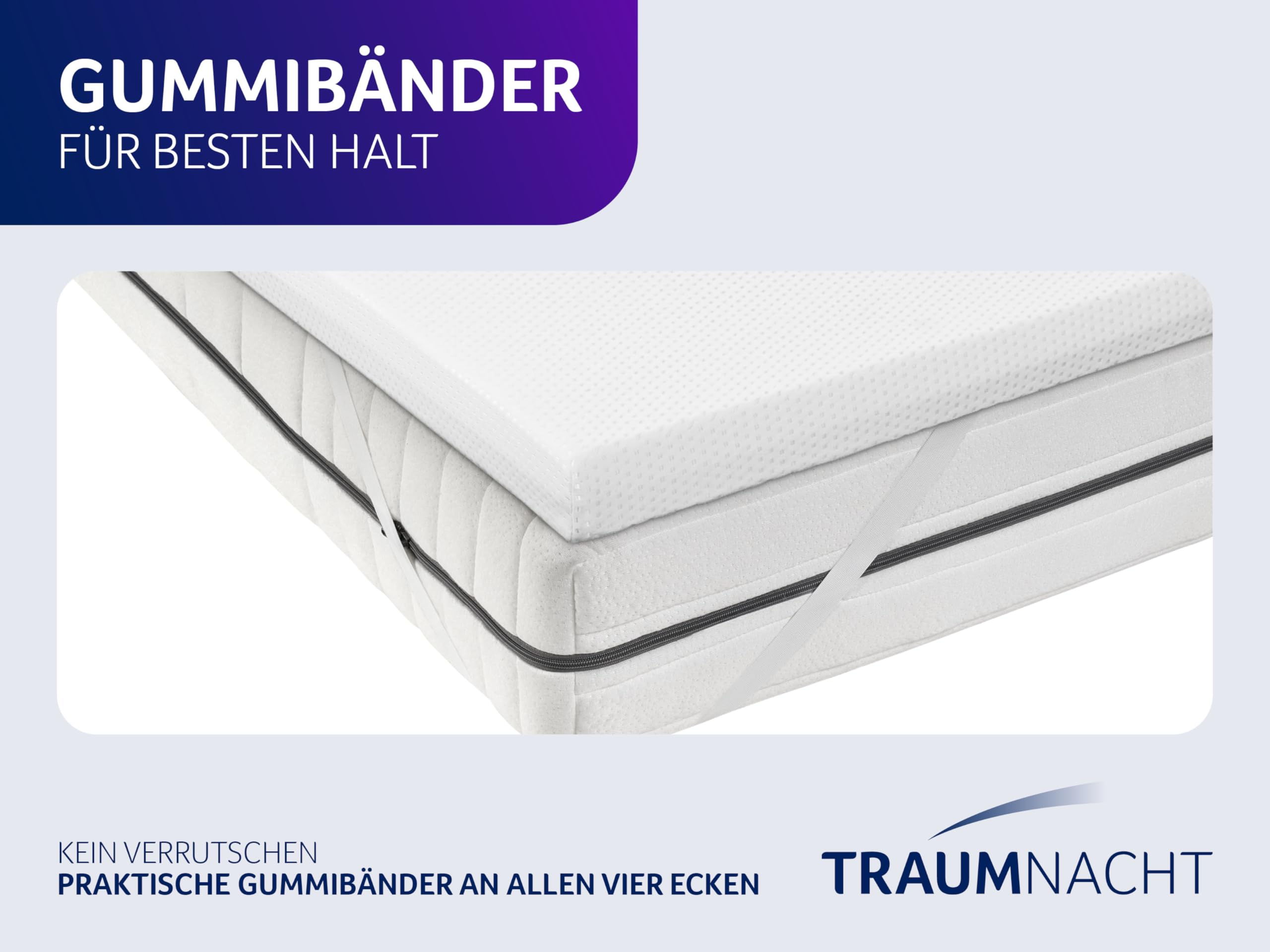 Traumnacht Komfort Matratzentopper mit punktelastischem Kaltschaumkern für optimale Anpassung, 90 x 200 cm, Härtegrad 3 (mittelfest), Öko-Tex zertifiziert, produziert nach deutschem Qualitätsstandard