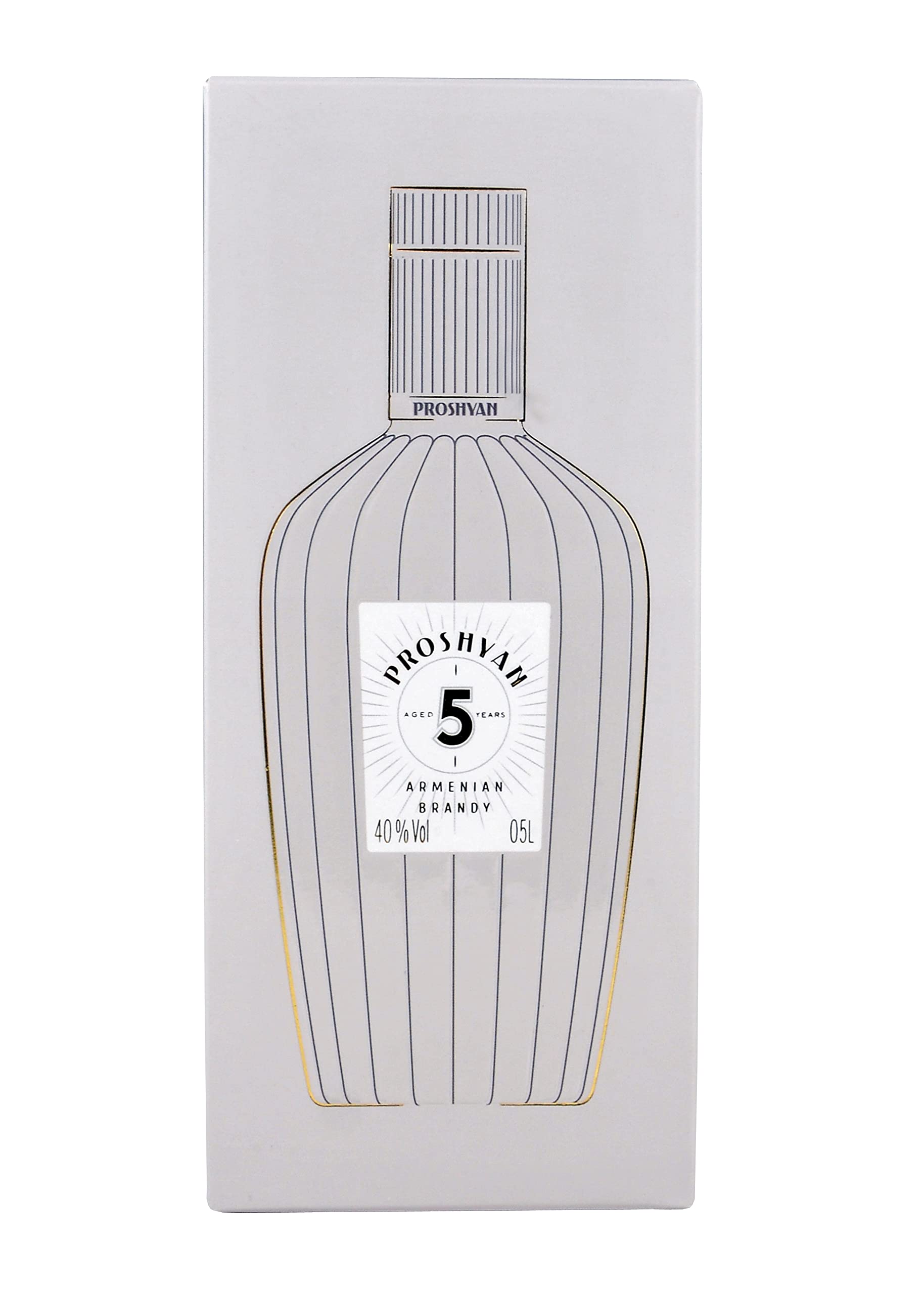 Proshyan - Armenischer Brandy in Geschenkverpackung | 5 Jahre in Eichenfässern gereift | 40% Vol. (1 x 0.5 l)