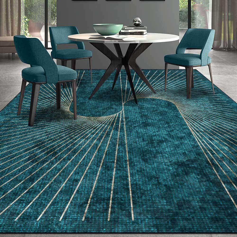 Tappeto Salotto Moderno Pelo Corto Lavabile Antiscivolo Tappeti Linee oro chiaro verde smeraldo verde scuro 200 x 300 cm (6'6''x9'8'')