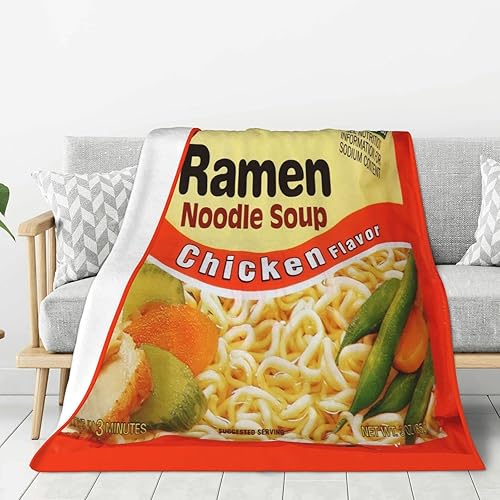 Manta de ramen con sabor a pollo y sopa de fideos instantáneos, de 50 x 40 pulgadas, suave, acogedora, ligera, de franela esponjosa, de microfibra