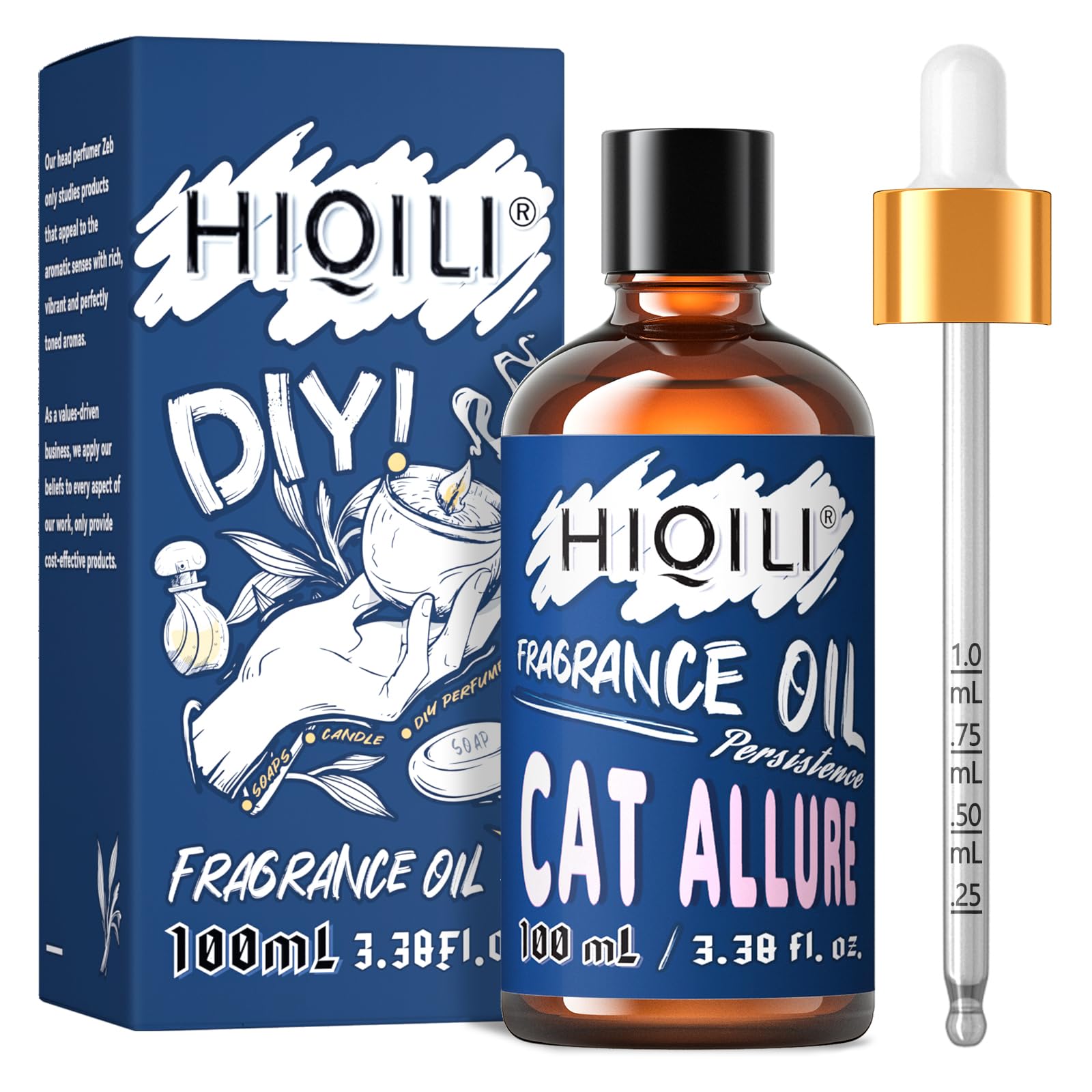 HIQILI Cat Allure Essential Oil 100ml - Fresh Fragrance Oil for Aromatherapy, Air Freshener, Long-Lasting Perfume Oil for Candle Making, Soap Making - Fresh Scented Diffuser Oil 3.38 Fl Oz