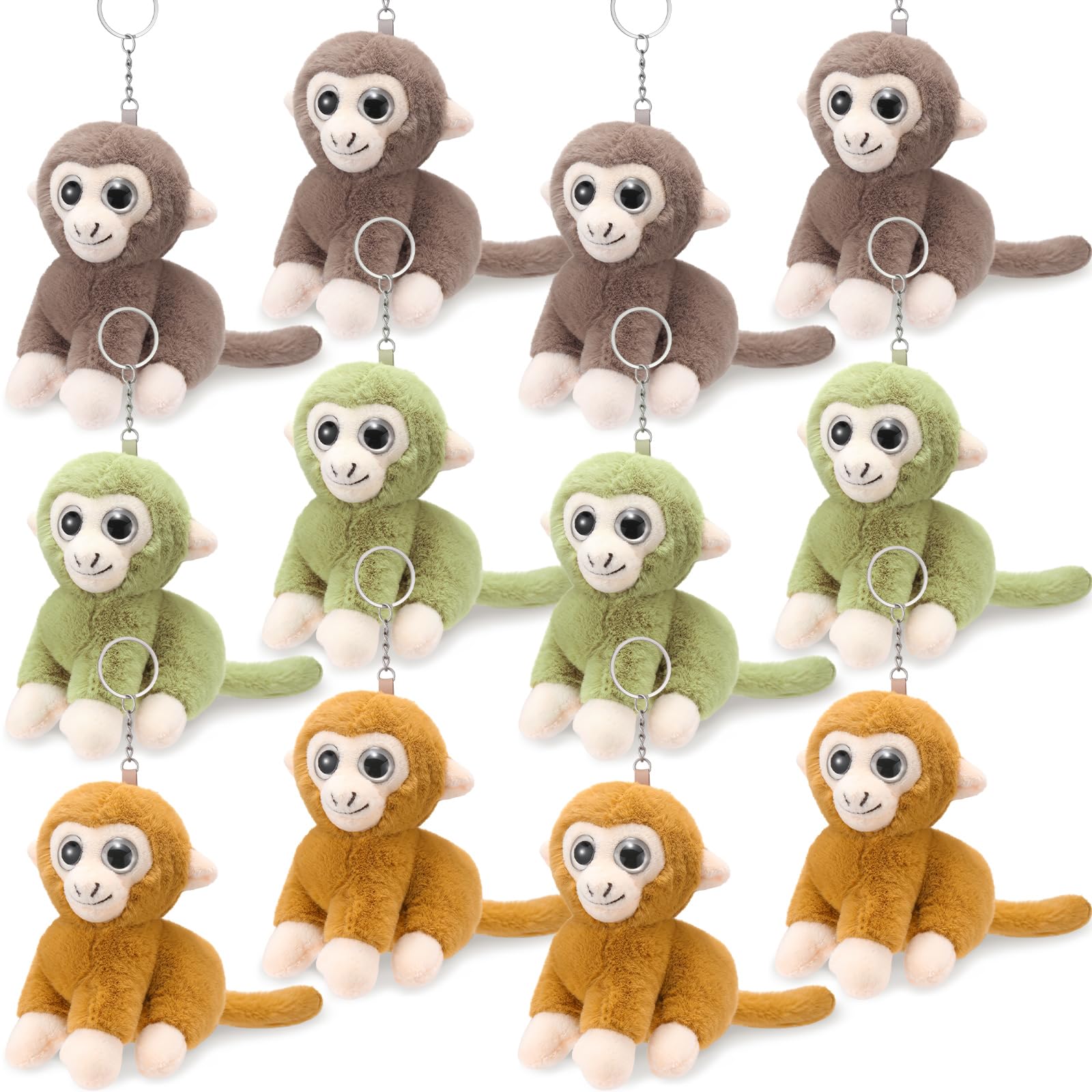 Amazon.com: 12 Pcs Mini Monkey Stuffed Keychain 4 Inch Animal