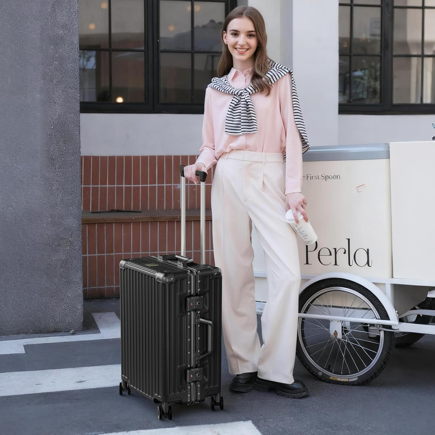 AnyZip Carry On Luggage PC+ABS Aluminum Frame Zipperless Luggage Hard Shell Suitcase with TSA Lock Double Spinner Wheels 20 Inch Black - Image 11