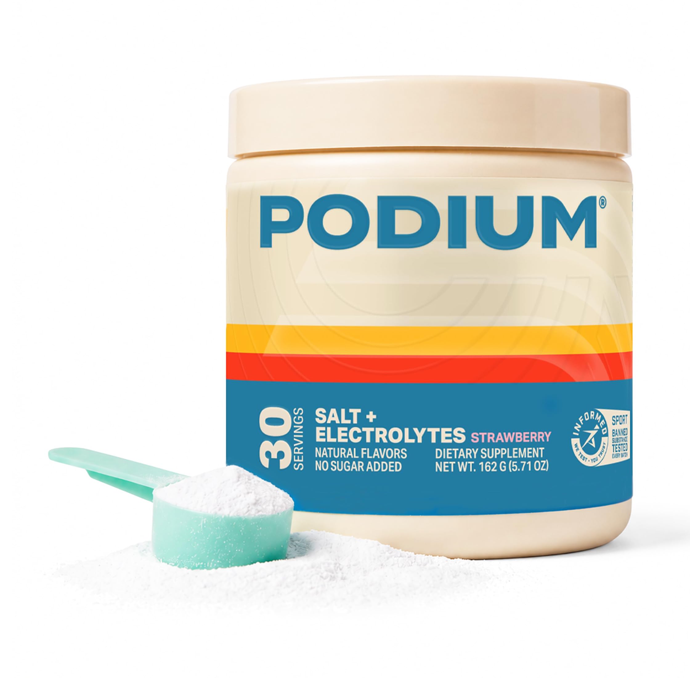 Podium Nutrition Training Salt + Electrolytes Powder, Strawberry, Post Workout Hydration & Muscle Recovery Support