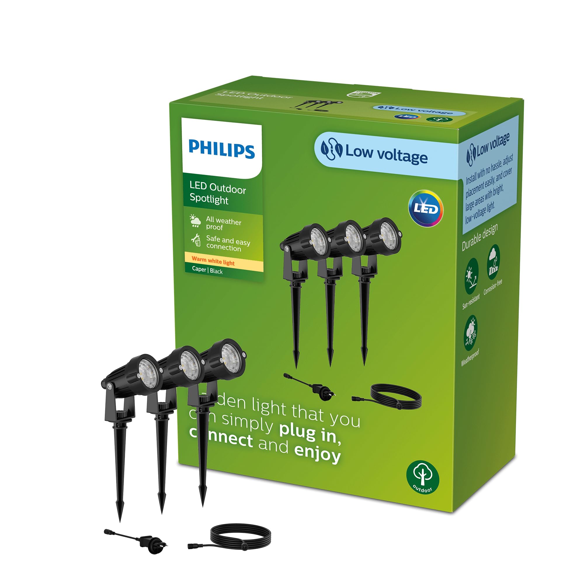 Philips Zestaw Niskonapięciowych Lamp Zewnętrznych Philips Caper Gardenlink, 3 x 1.5W, Czarny, 24V, Wodoodporność Ip67