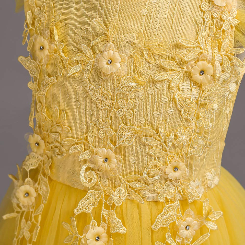 E-girl Mädchen ärmelloses Spitze Tüll Kleid Hochzeit,4-14 Jahre